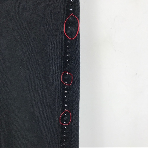 St. John Sport Black Pants With Sequin Tuxedo Stripe Size 10 - Picture 8 of 10